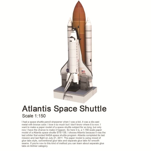 2024 1/150 Scale Paper Space Shuttle Atlantis Passenger Ship Model Simulation DIY Ship Model Collection Gift (Unassembled Kit)