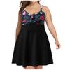 Plus Size Two Piece Swimsuit Tankini Set with Printed Skirted Bottom and Adjustable Straps for Women Swimwear Bathing Suit