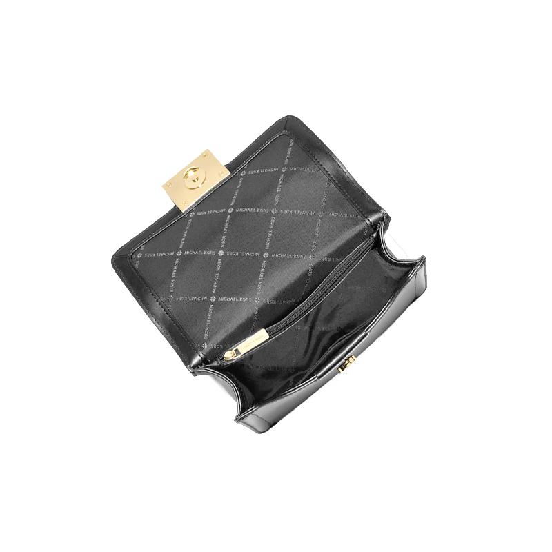 Michael Kors Sonia Small Chain Leather Solid Color Flip Big Logo Leather Shoulder Crossbody Bag Small Women's Pure Black Small