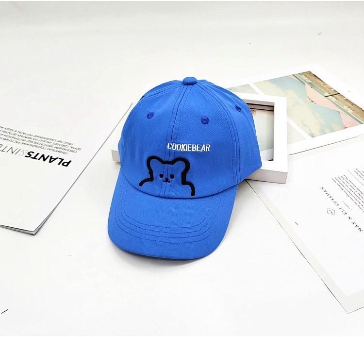 Cute Bear Embroidery Kids Baseball Cap Wide Brim Round Top Sun Hat For Boys Girls 2-8 Years