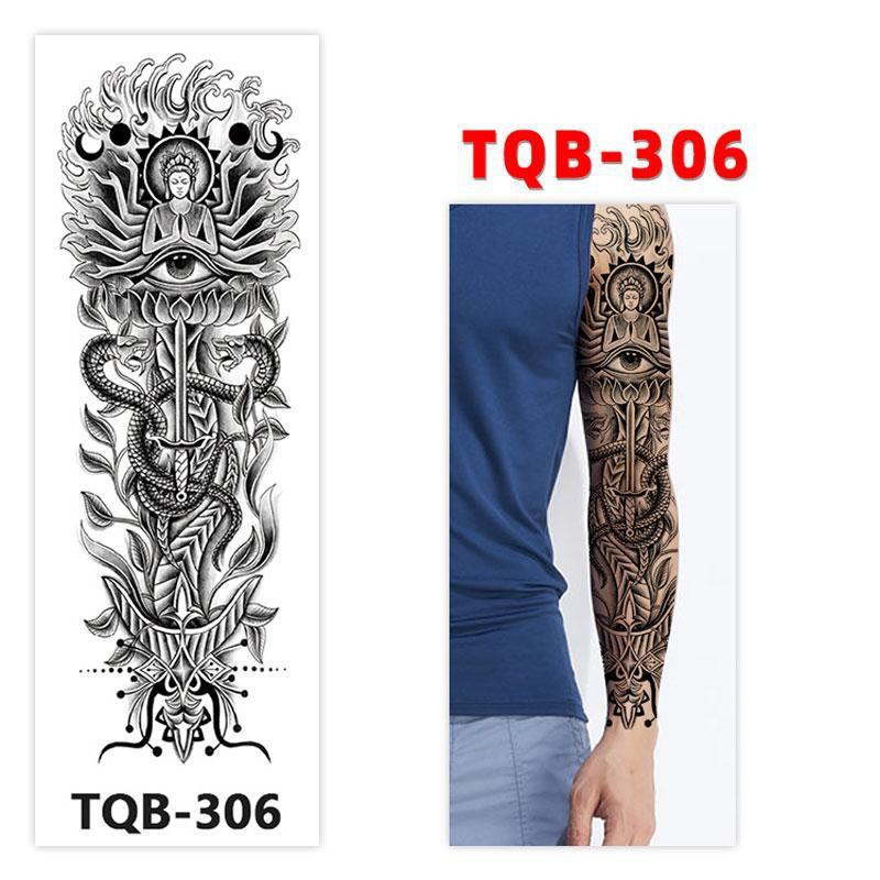 Autocollant Faux Tatouage Temporaire étanche - Motifs Lion, Croix, Grand Format, Noir