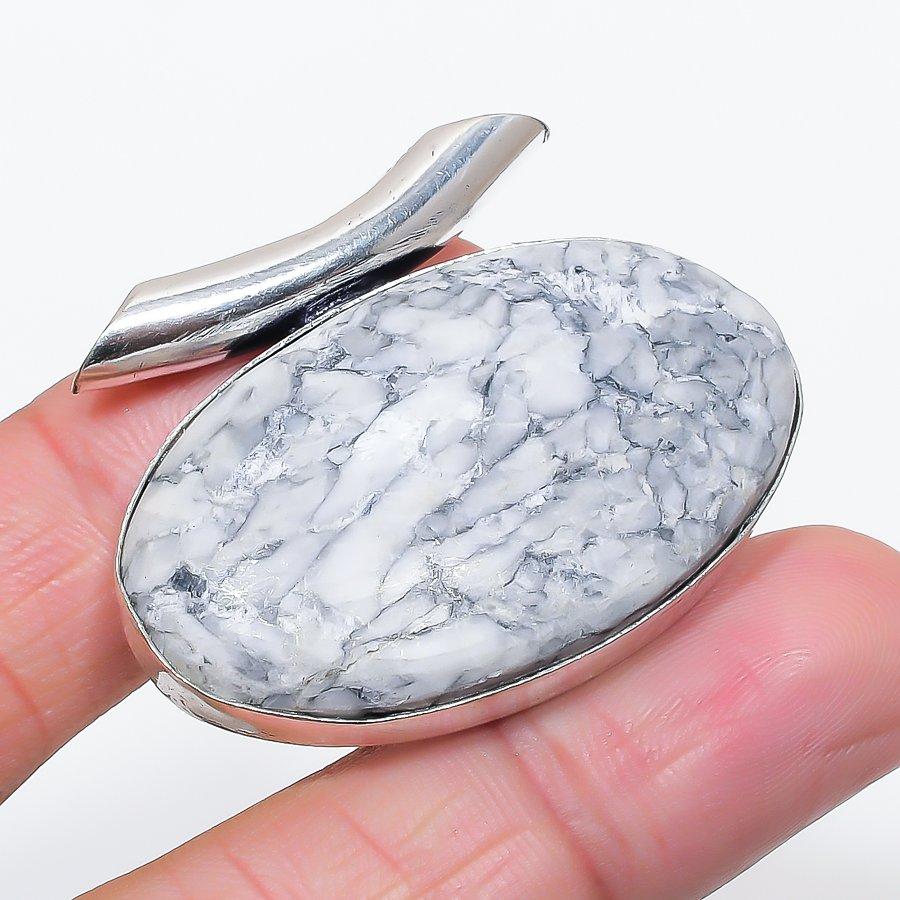 

Натуральный камень Пинолит Ювелирное изделие из стерлингового серебра 925 пробы Подвеска 1,38 n0d99