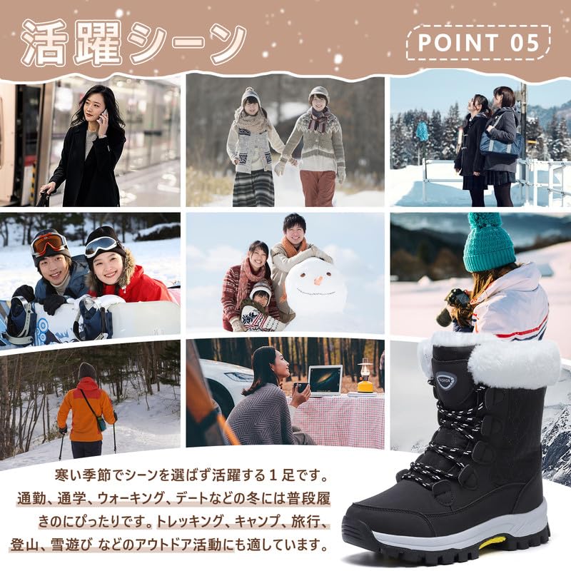 Snow Snow Winter Snow Boots Women's Boots, Shoes, Boots, Fleece-Lined, Warm, Cotton-Lined, Waterproof, Non-Slip, High-Top, Outdoor, Trekking, Hiking,