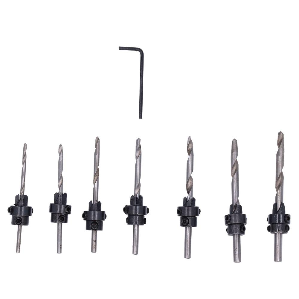 Adjustable Collars Countersink Drill Bit Set High Speed Steel Bit Set  Wood Drilling