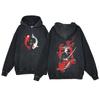 Y2K Anime Hoodie Ukiyoe Koi Fish Vintage Acid Wash Sweatshirt Men Hip Hop Hoodies Long Sleeve Oversized Pullover