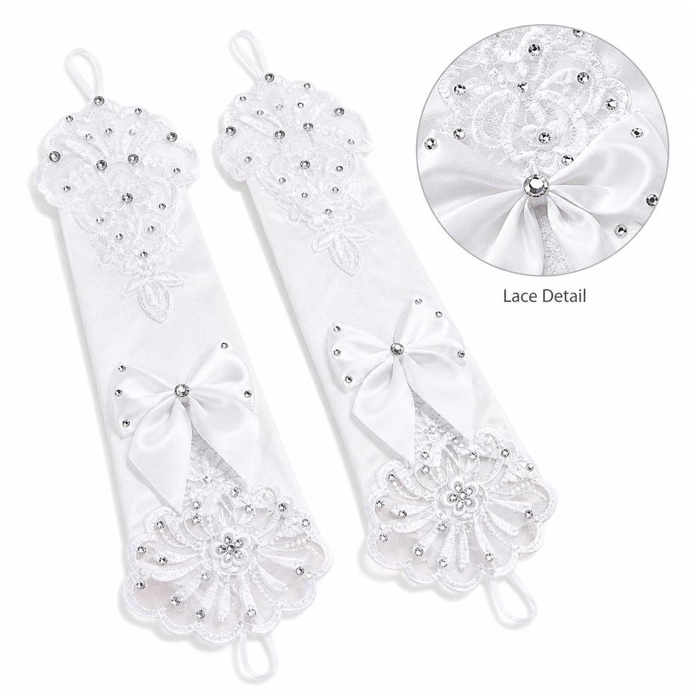 Bead Detailing Wedding Bridal Gloves Lace Embroidery Bridal Arm Sleeves  Wedding Accessories