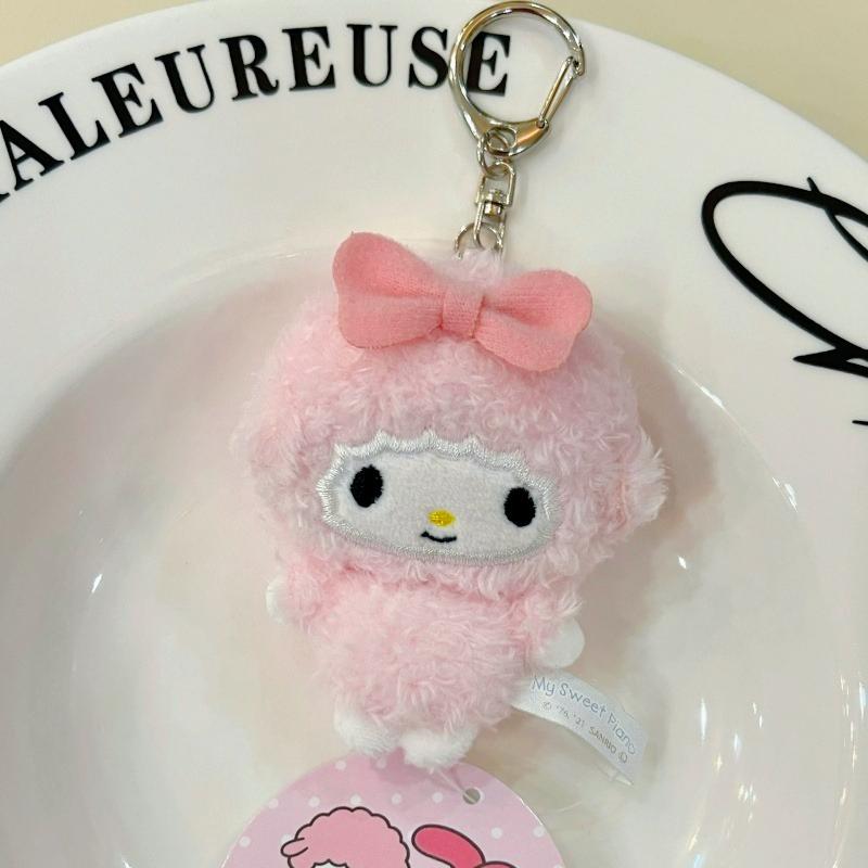 8CM Sanrios My Sweet Piano Plush Keychain my melody Backpack Pendant Kawaii mini Piano Sheep Bag Pendant Decoration Girl Gift