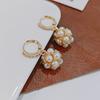 Sweet temperament pearl flower group small ear ring earrings women's new trendy unique design earrings