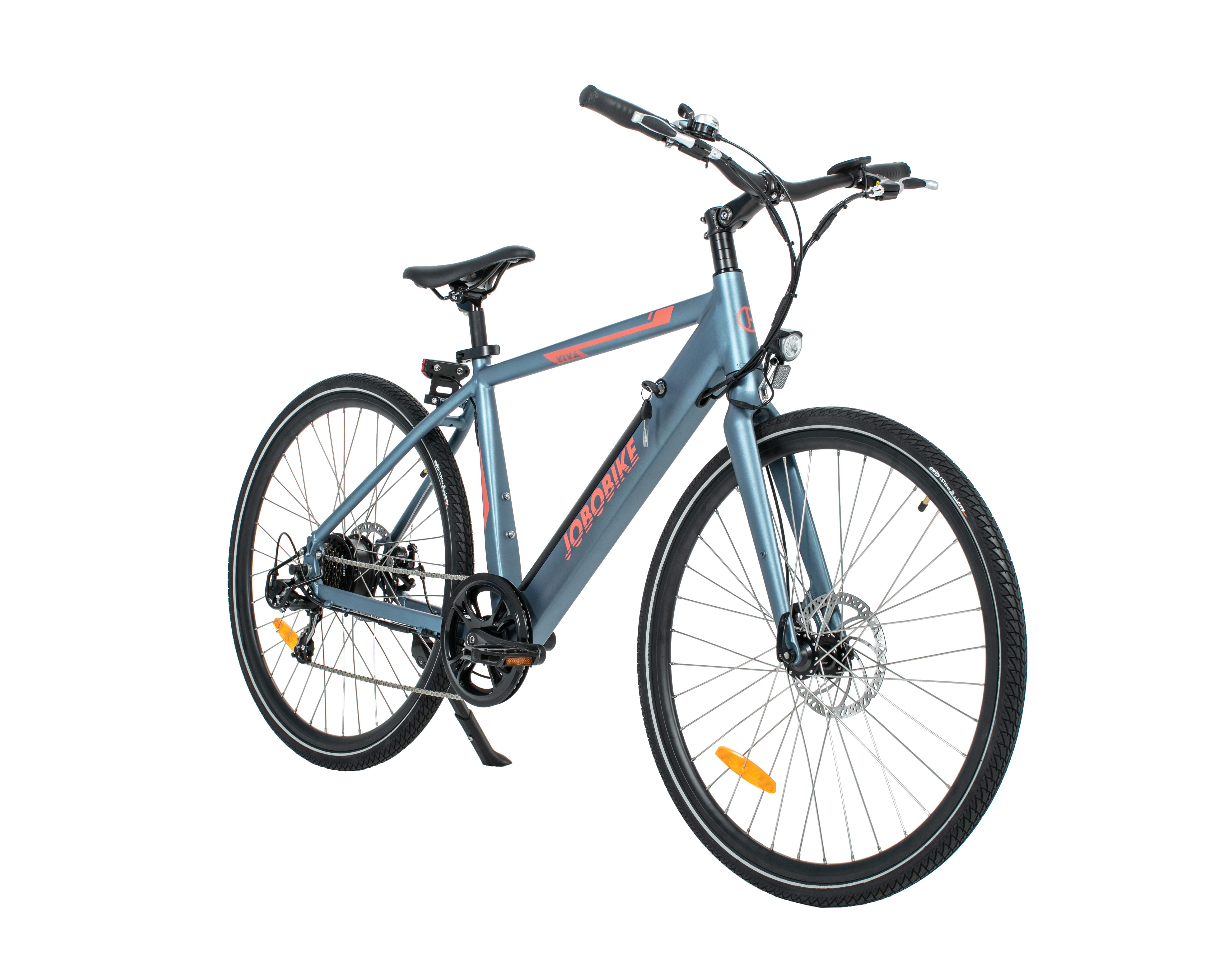 Batterie JOBOBIKE ViVa 250W 36V 10.4Ah et 14Ah Freins à disque mécaniques Tektro Dérailleur Shimano 7 vitesses Pneus CST 700C*38CBK / 700C*40CBK bleu