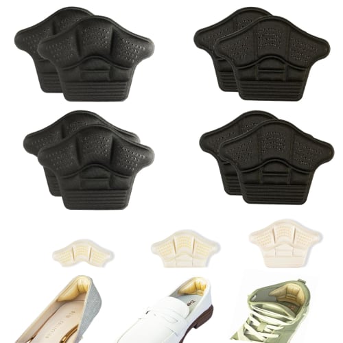 

Jydclh18 Накладки на пятки, 4 пары, набор из 8 штук, предотвращают появление волдырей, регулируемый размер, амортизация, поглощение ударов, противоскользящие, с клейкой основой, предотвращают соскальзывание