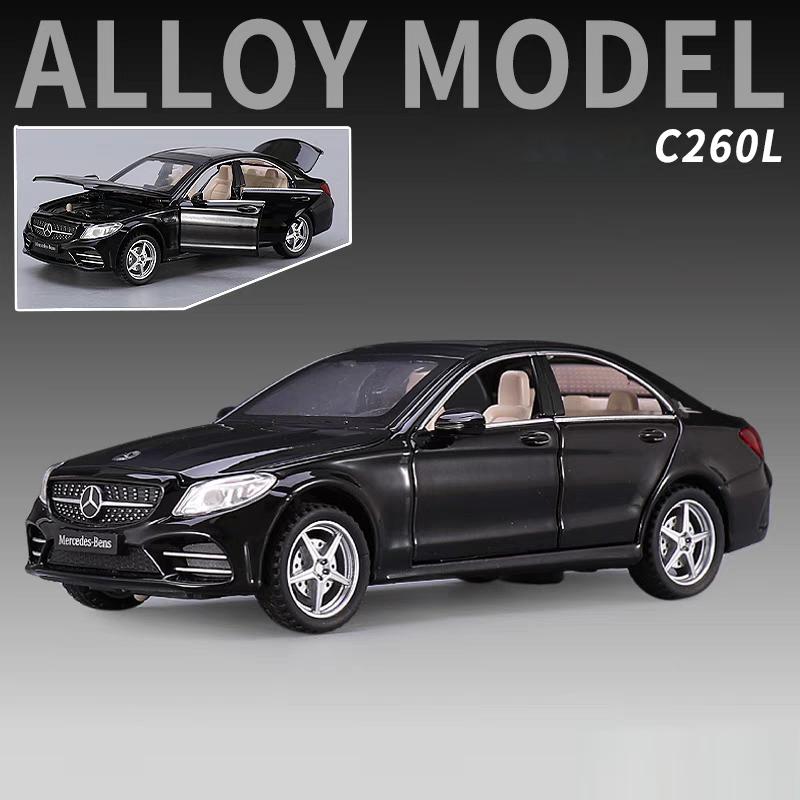 Mercedes Benz C260L Simulation Diecast & Toy Vehicles Sounds & Light Pull Back Car 1:32 Alloy Model Gifts For Children