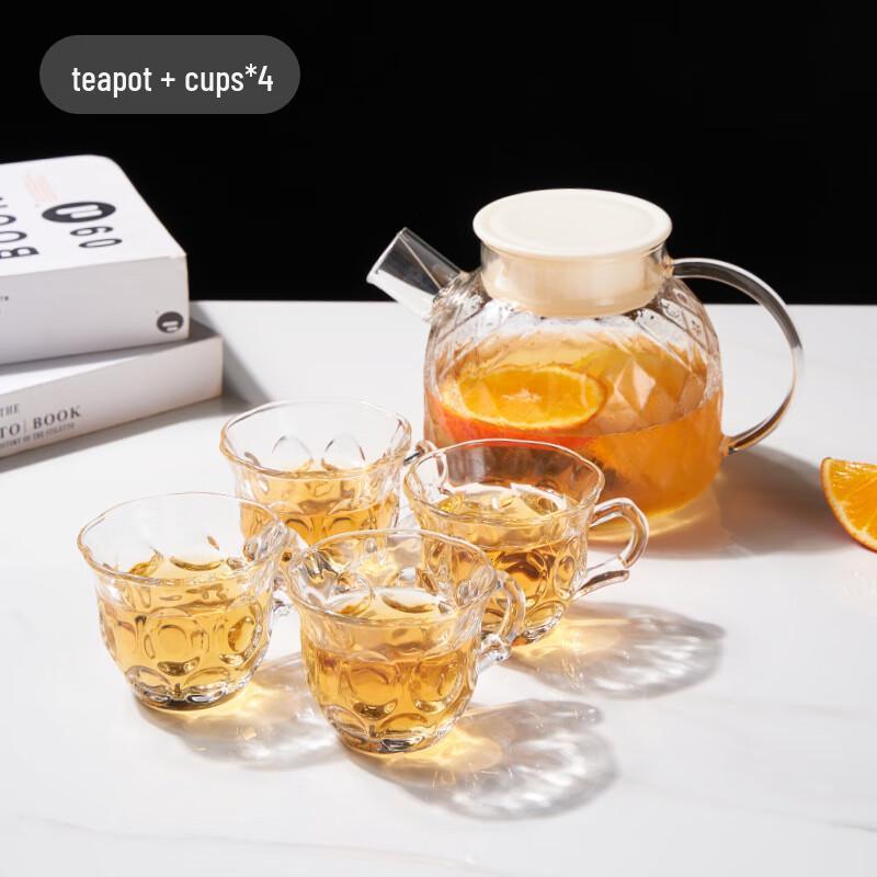 ZK Glass Teapot Set 1 Pot + 4 Cups