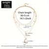 1-Pack Alloy Pendant Rhinestone Inlaid Three-Layer Necklace, Stylish Small Round Bead Tassel Hexagram Moon Pendant Trendy