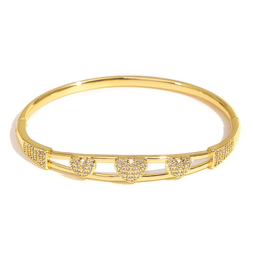 6 Styles Elegant Zircon Geometry Charm Bracelet for Women Trendy Smooth Surface Gold Color Plated Spring Bangle Luxury Jewelry