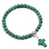 Gebetsarmband 6MM Onyx Natursteinperlen Religion Jesus Kreuz Anhänger Armbänder Armreifen für Männer Frauen Yoga Freundschaft Schmuck