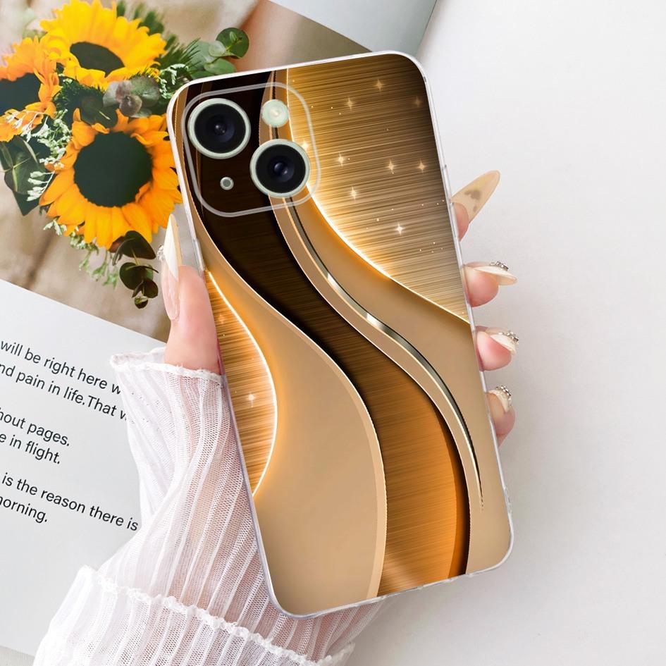 Silicone Case For iPhone 15 Pro Max Cover Stylish Flower Soft TPU Capa Protective Phone Covers For iPhone 15 15Plus 15Pro Bumper