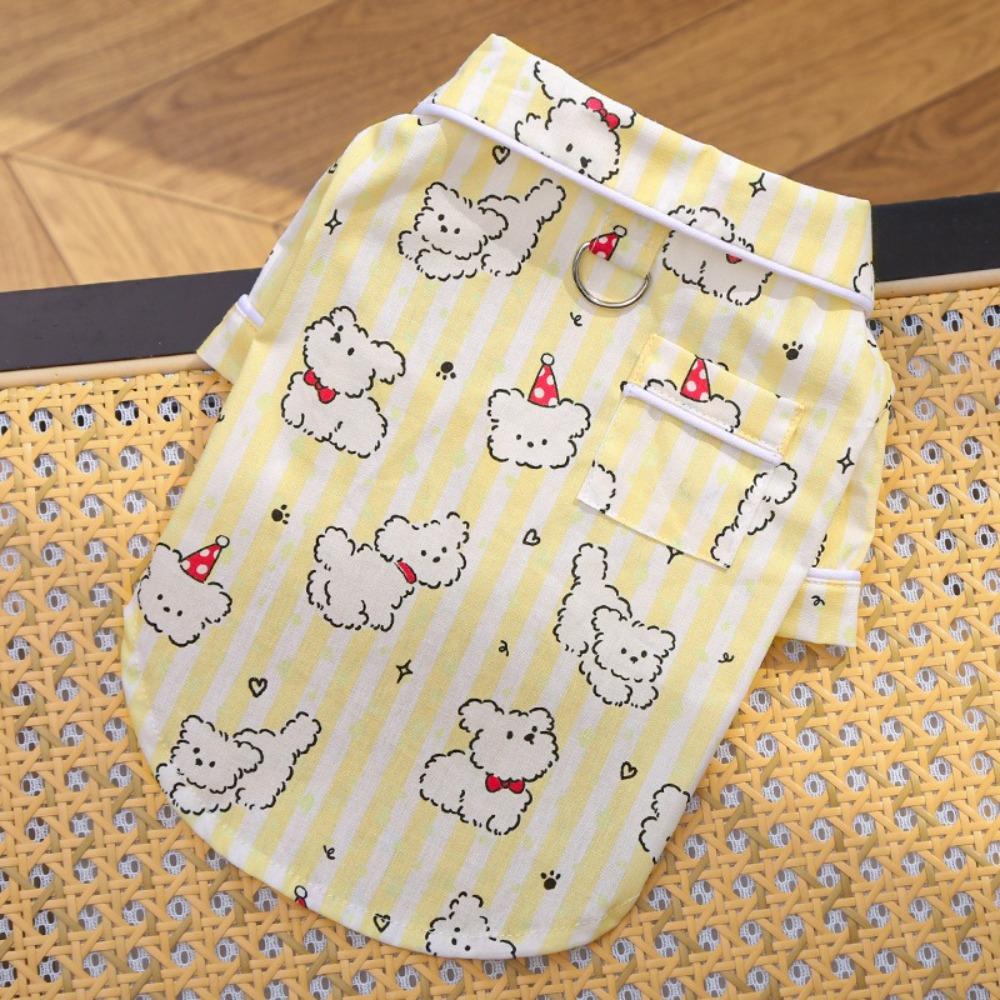 Cartoon Animal Pattern Puppy Cotton Shirt Breathable Dog Short Shirt Cute Pet Sleepwear  Summer