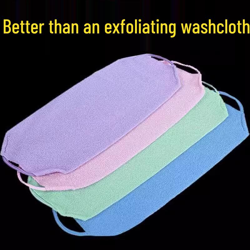 Double-Sided Back Scrubbing Towel for Men and Women - Exfoliating Long Strap for Dirt and Mud Removal