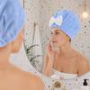 Dry Hair Cap, Bow Decor Soft Thickened Fabric Hair Towel, Ultra Absorbent Hair Wrap for Women Bathing Skin Care