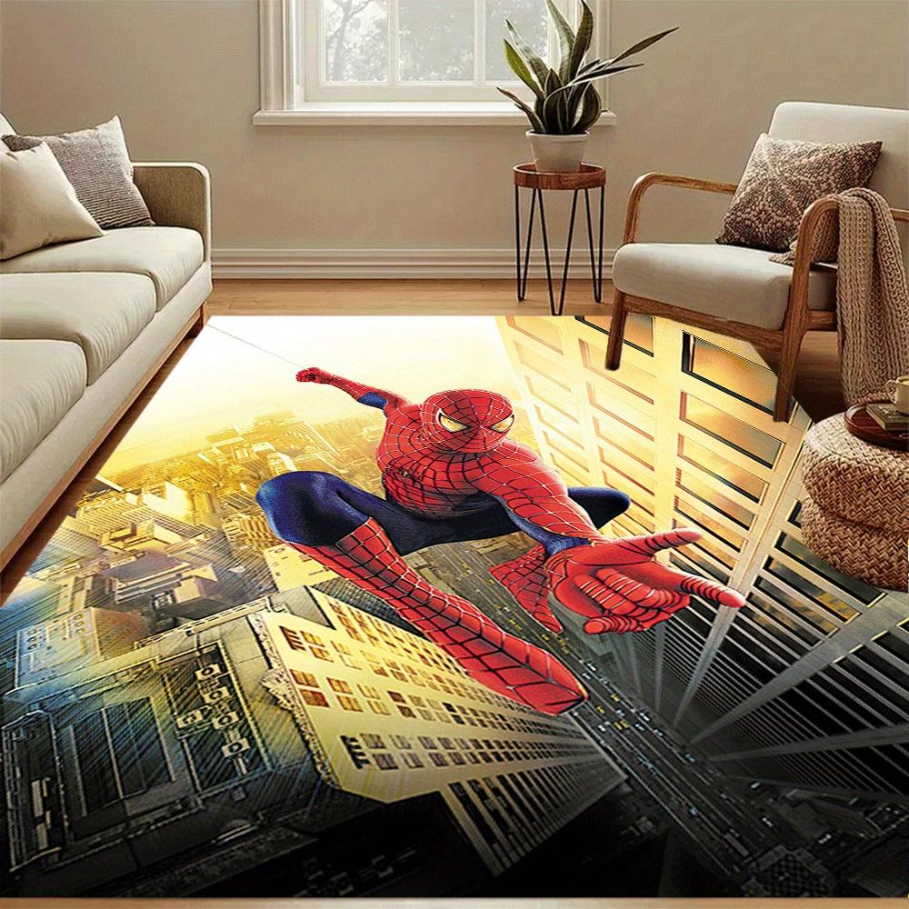 1 stk Spider-man Tæppe Områdetæppe, Soveværelse og Legeværelse Holdbart, Pletafvisende og Nemt At Rengøre, Stue