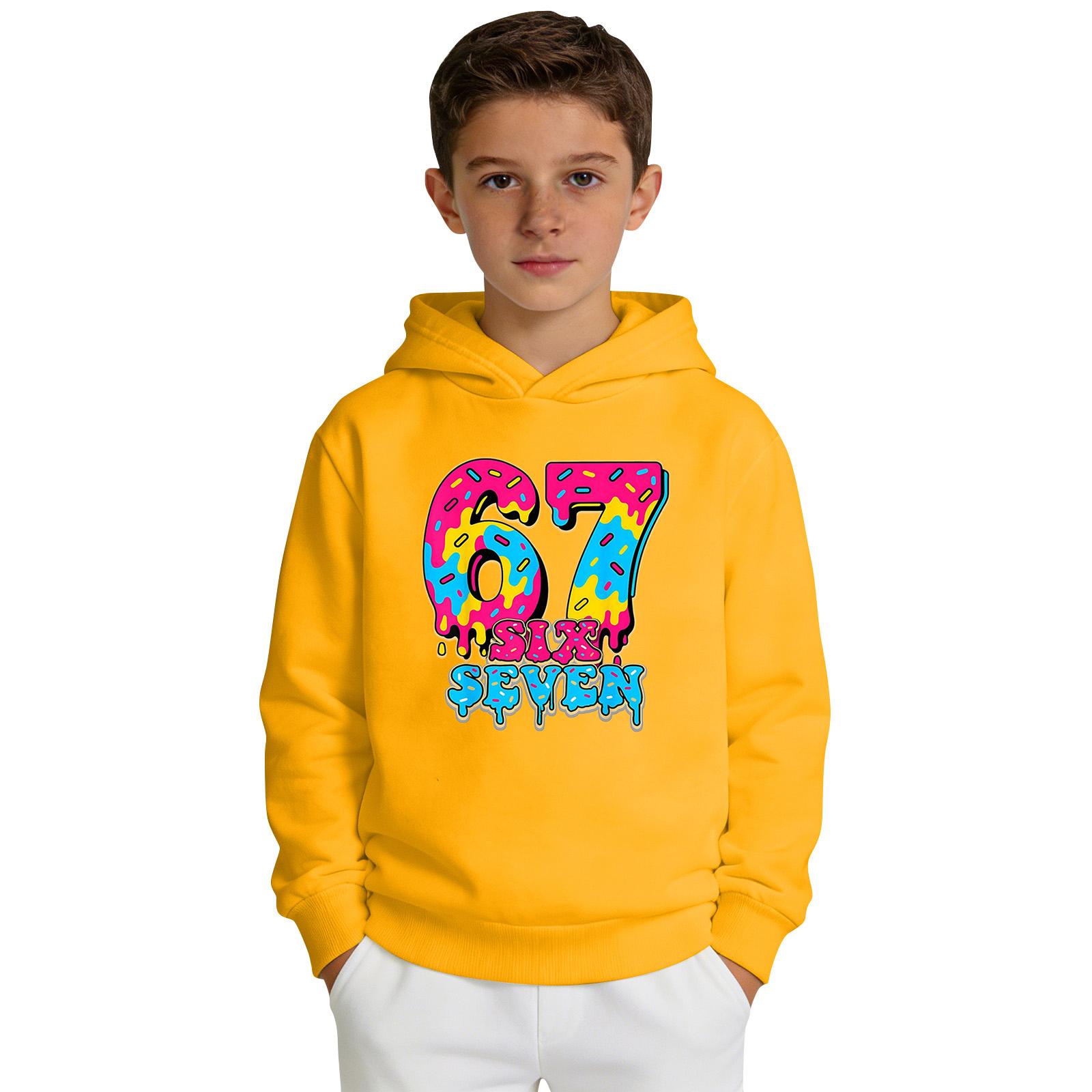 

Boys Printed Hooded Long-Sleeve Sweatshirt Casual Sports Comfort Sweatshirt 160 жовтий