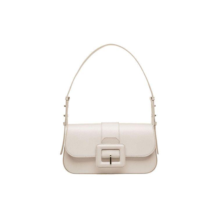 Bally Simple Solid Color Goat Leather Tote Shoulder Bag Women Bags Bone-White 6302775