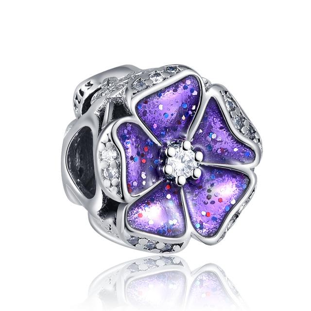 Four-Leaf Clover Flower Charm Fit Original Bracelet Shining Bead Diy Women Jewelry Giftcopper Trinket Jewelry Party Gift