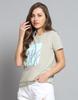 Monte Carlo Womens Printed Grey Round Neck Half Sleeve Top