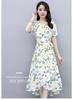 Plus Size Women's Floral V-Neck Tie-Waist A-Line Summer Dress with Irregular Hem