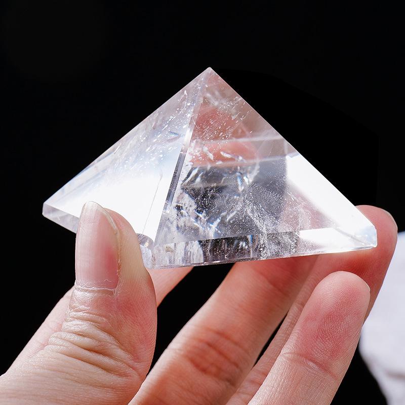 

White Crystal Polished Pyramid Feng Shui Ornament Approx. 2cm