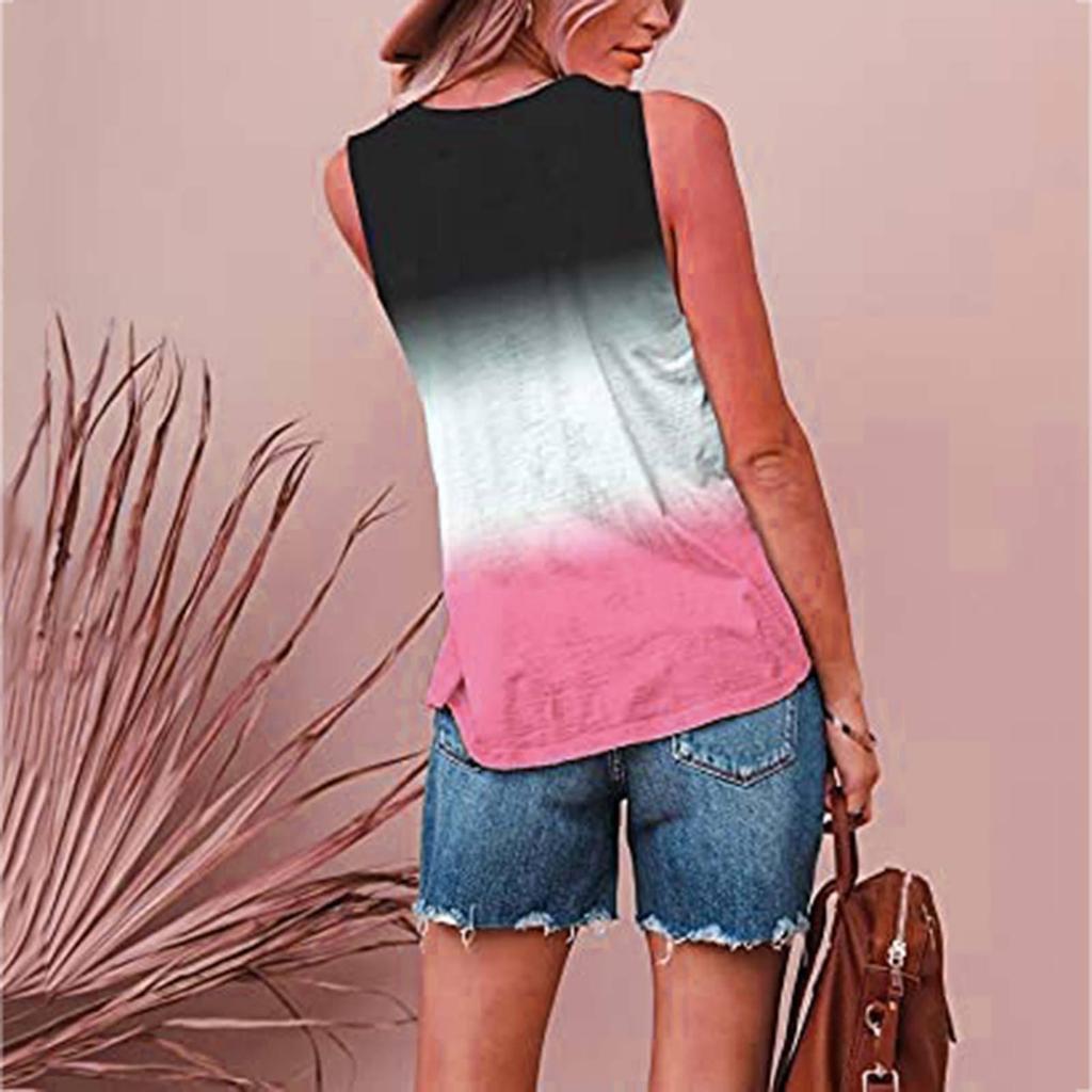 2024 Women's Sleeveless Loose Casual Gradient V-Neck Vest Top