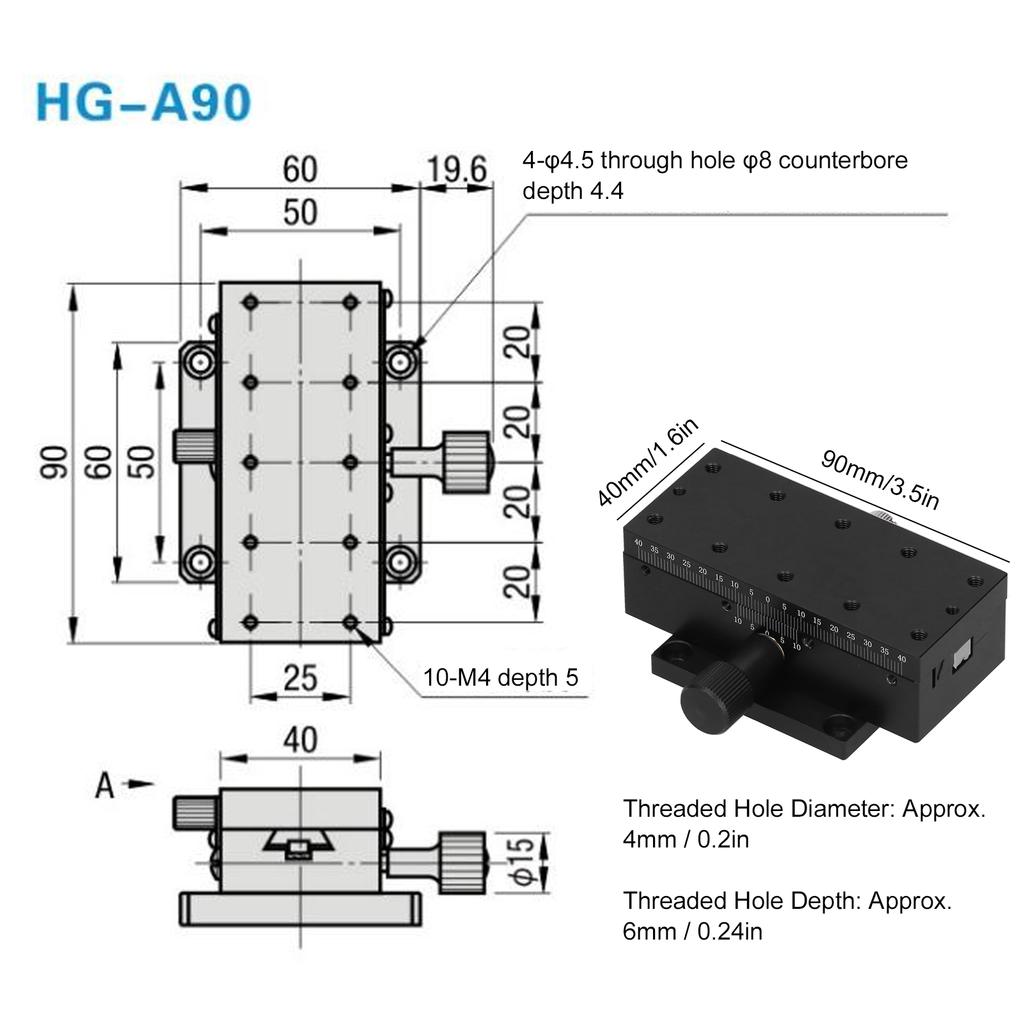 Hardware Tools Manual Sliding  Manual Adjustable  X Axes Sliding Trimming Stage Hardware Tools 40 x 90mm -A90