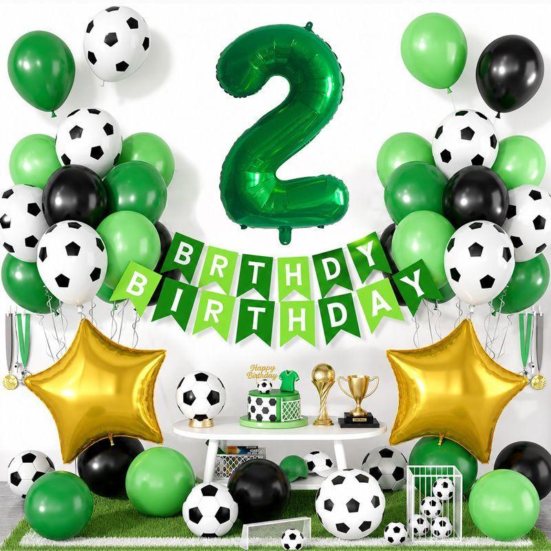 Fußball-Thema Geburtstag Zahl Aluminiumfolien-Ballonset für Kindergeburtstagsparty Dekorationen