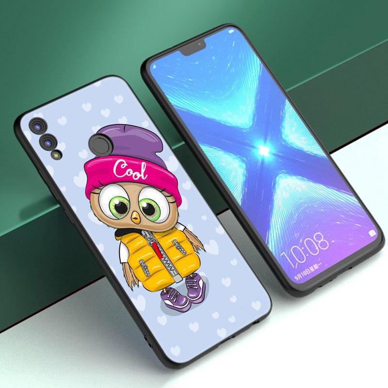Cartoon Owl Cute Owls Case For Huawei Honor 10X Lite 7A 7S 8A 8S 8C 8X 9A 9C 10i 20i 30i 20S 20E 9X Pro 10 8 Lite Black Cover