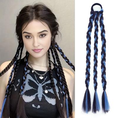1 PZ Sintetico Lungo Box Braids Coda di Cavallo Estensioni Capelli Elastiche Con Elastici Parrucca Intrecciata Resistente al Calore Per Donne Cosplay Festa Uso