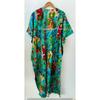 Indisches, türkises, langes Frida-Kahlo-Print-Maxikleid aus Baumwolle für Damen, Nachtwäsche, Kaftan, CKFTN-SCRN-FULL-BUYIT-043