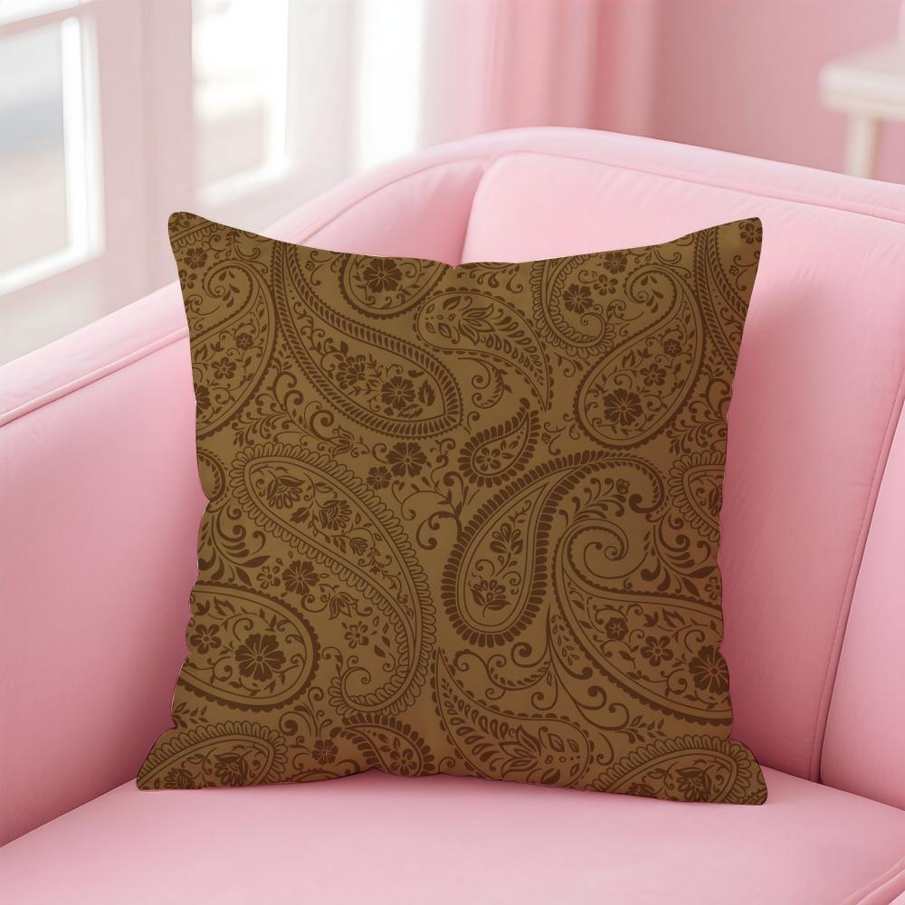 Classic Luxury Paisley Walnut Flower Pattern Cushion Cover Pillowcase Short Plush Invisible Zipper Room Sofa Cushion Cover