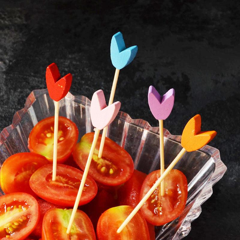 100pcs 12cm Fruit Cocktail Pick Stick Different Style Bamboo/PVC Buffet Cupcake Toppers Bar Tools Barware