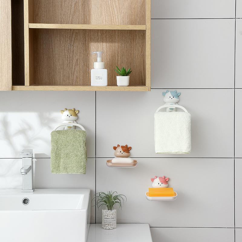 1pcs Cartoon Soap Box No Punching Wall Mounted Drain Rack Creative and Cute Dormitory Household Bathroom Soap Storage Rack