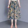 Women's Plus Size Printed 7/8 Culottes, Elastic Waist Casual Summer Wide Leg Pants with Pockets (XL-4XL)