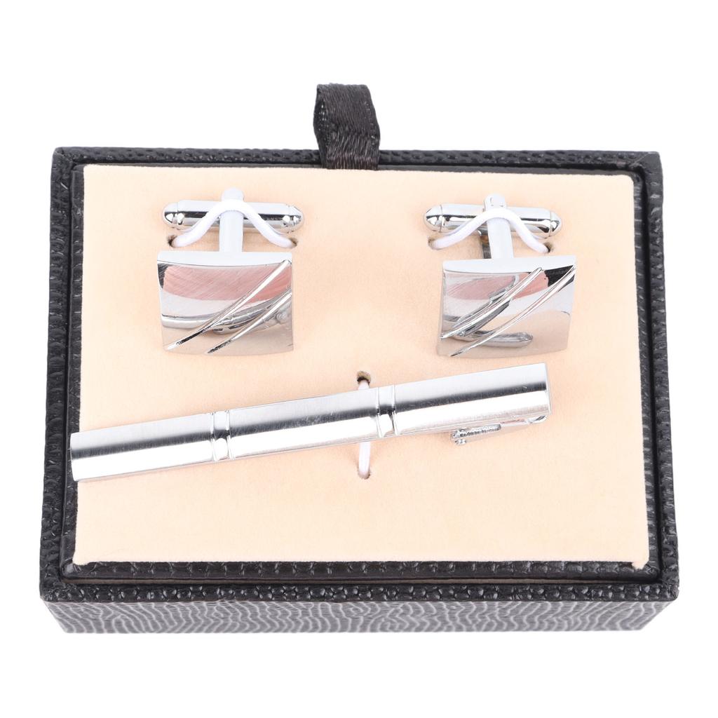 Tie Clips and Cufflinks Durable Exquisite Classic Cufflinks with Tie Clip Set for Men