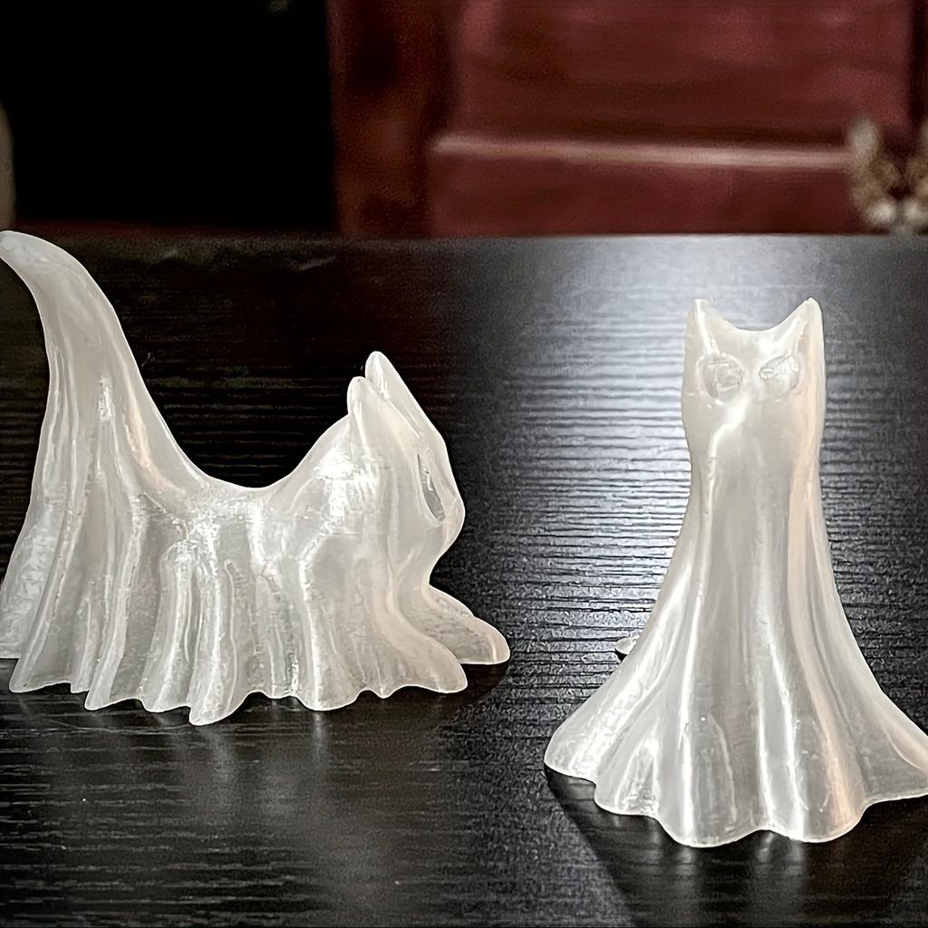 Glow-in-the-Dark Cat Figurines - Unique Plastic Decor for Office & Home, Best for Christmas, Perfect for Thanksgiving home decor