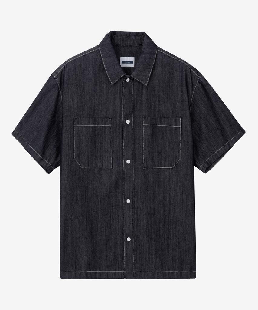 MINDBRIDGE Non-Faded Denim Oversized Short Sleeve Shirt Myws3153