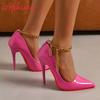 Fashion Aphixta 12cm Stiletto Heels Pumps Women Shoes Luxury Transparent Bead And Metal Chain Super High Pointed Toe Plus Big 49 50