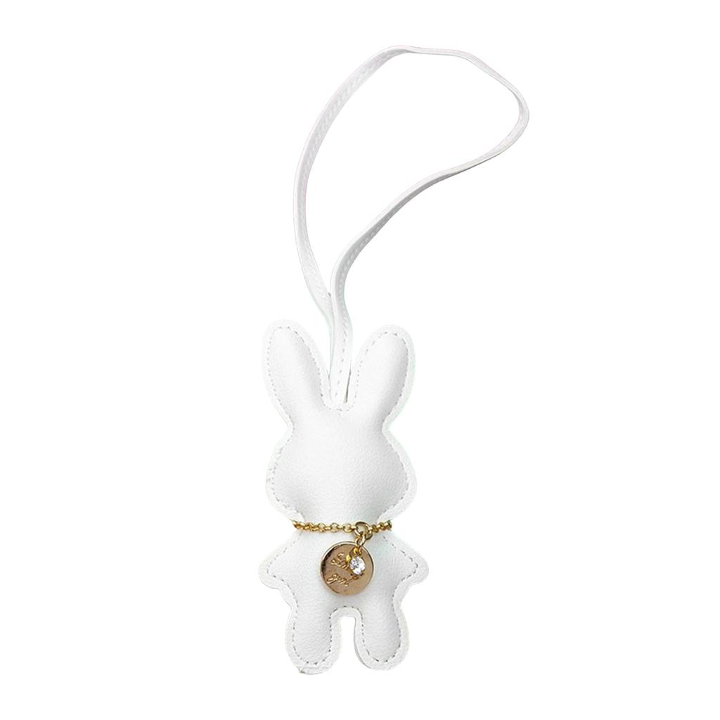 Fashionable Rabbit Shaped Keyring Artificial Leather Bunnys Bag Pendant Keychain Handbag Accessory for Animal Lovers