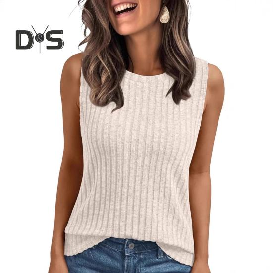 

Женские топы с круглым вырезом без рукавов, облегающие трикотажные топы, однотонные эластичные ребристые майки, повседневная одежда XXL молочный белый