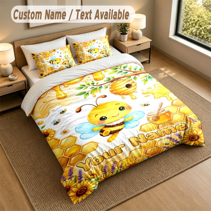 Adventure Journey Theme Personalized 3Pcs Bedding Set Custom Text & Name 1 Sheet 2 Pillowcases Household Bedding 1pc