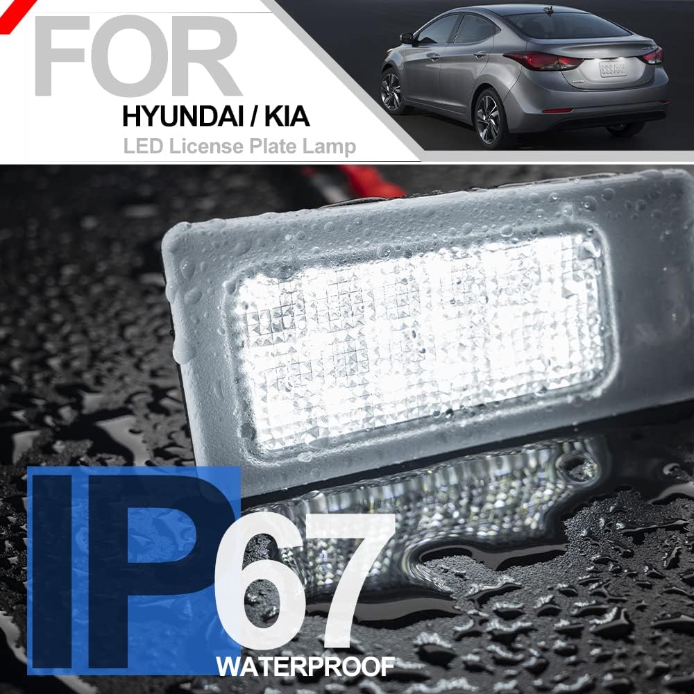 Nsautolighting LED License Plate Lights Full LED Number Plate Lamp Assembly for 2011-2018 Hyundai Elan'tra Accent Elan'tra Coupe for 2009-2018 Kia