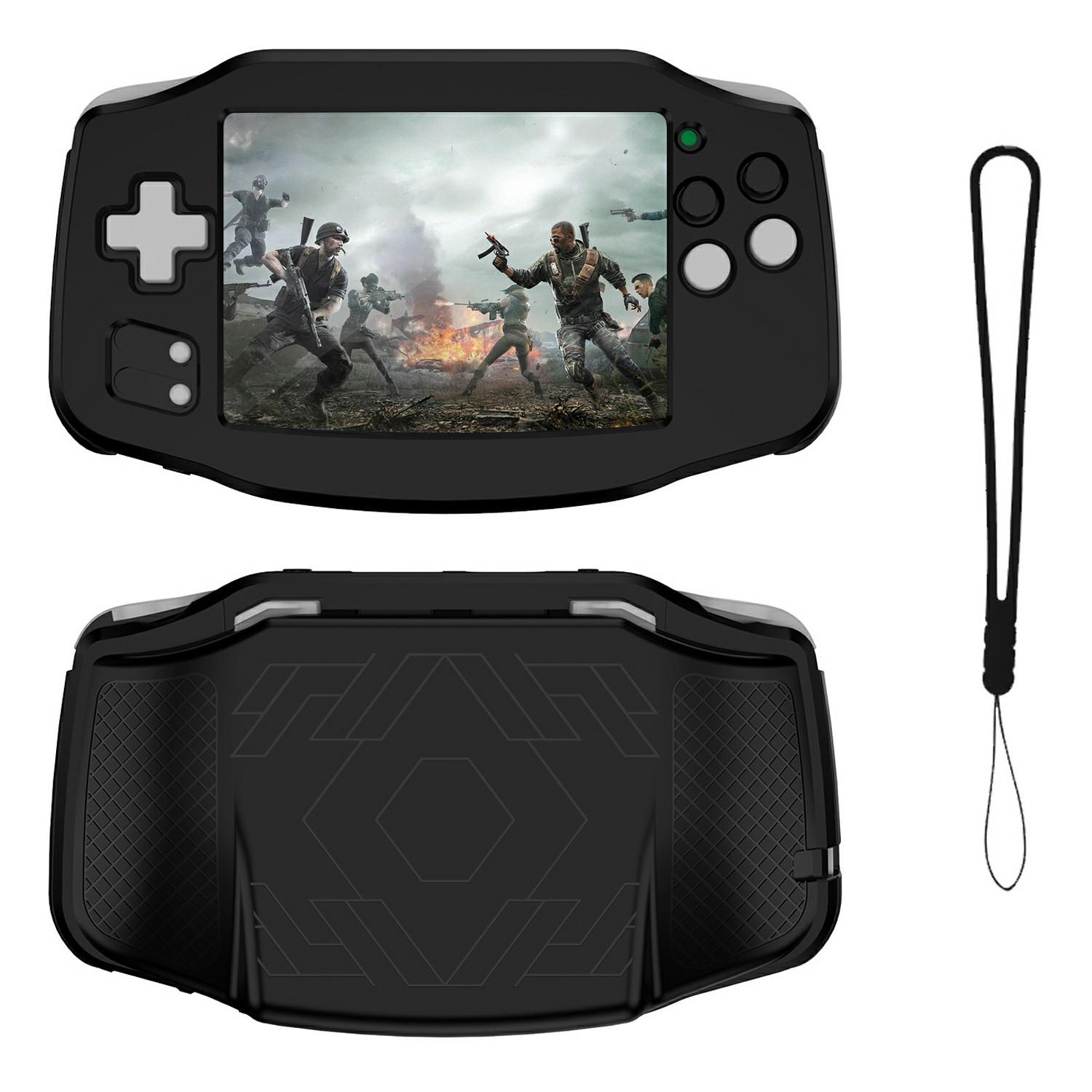 

For AANBERNIC RG 34XX Silicone Protective Case Handheld Game Console Shockproof Cover with Hand Strap Black