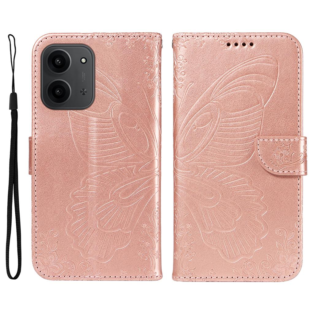 Dla Xiaomi Redmi 15C 4G (171mm) Etui Wzór Motyla Skóra PU Folio Klapka Pokrowiec na Telefon